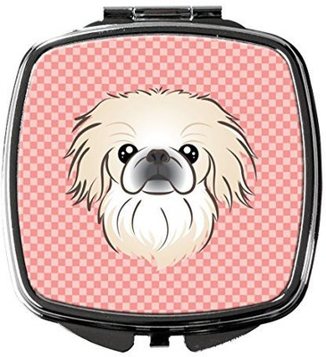 

Caroline's Treasures BB1221SCM Checkerboard Pink Pekingese Compact Mirror