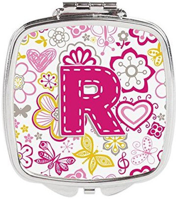 

Caroline's Treasures Letter R Flowers and Butterflies Pink Compact Mirror