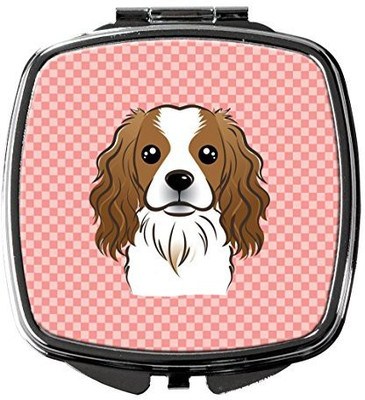 

Caroline's Treasures BB1224SCM Checkerboard Pink Cavalier Spaniel Compact Mirror