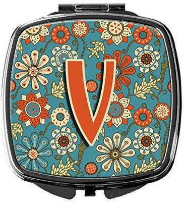 

Caroline's Treasures CJ2012-VSCM Letter V Flowers Retro Blue Compact Mirror