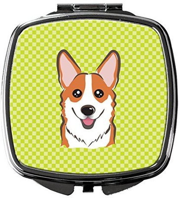

Caroline's Treasures BB1316SCM Checkerboard Lime Green Corgi Compact Mirror