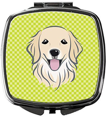 

Caroline's Treasures BB1267SCM Checkerboard Lime Green Golden Retriever Compact Mirror