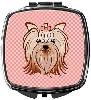 

Caroline's Treasures BB1138SCM Pink Checkered Yorkie & Yorkshire Terrier Compact Mirror