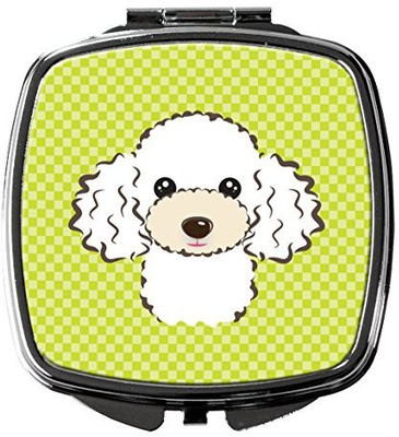 

Caroline's Treasures BB1319SCM Checkerboard Lime Green White Poodle Compact Mirror