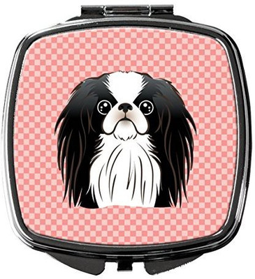 

Caroline's Treasures BB1230SCM Checkerboard Pink Japanese Chin Compact Mirror
