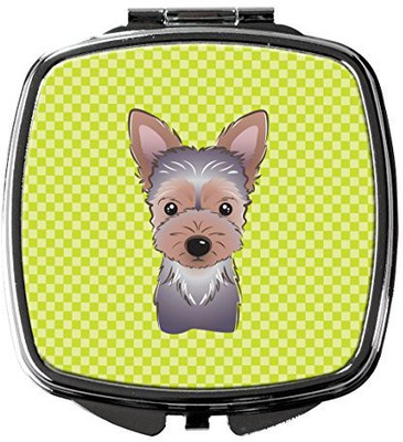 

Caroline's Treasures BB1294SCM Checkerboard Lime Green Yorkie Puppy Compact Mirror