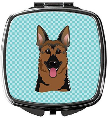 

Caroline's Treasures BB1149SCM Checkerboard Blue German Shepherd Compact Mirror