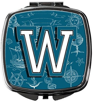 

Caroline's Treasures CJ2014-WSCM Letter W Sea Doodles Initial Alphabet Compact Mirror