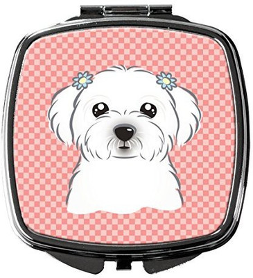 

Caroline's Treasures BB1208SCM Checkerboard Pink Maltese Compact Mirror