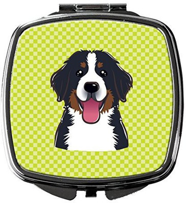 

Caroline's Treasures BB1299SCM Checkerboard Lime Green Bernese Mountain Dog Compact Mirror