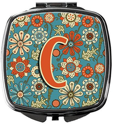 

Caroline's Treasures CJ2012-CSCM Letter C Flowers Retro Blue Compact Mirror