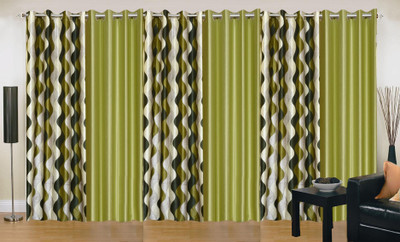 

Stella Creations 275 cm (9 ft) Polyester Long Door Curtain (Pack Of 6)(Printed, Green)