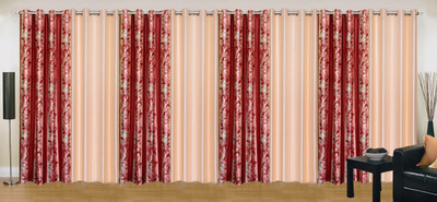 

Stella Creations 214 cm (7 ft) Polyester Door Curtain (Pack Of 8)(Printed, Maroon, Beige), Beige;maroon