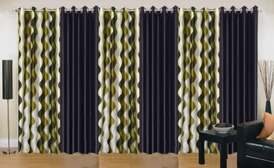 

Stella Creations 214 cm (7 ft) Polyester Door Curtain (Pack Of 6)(Printed, Green, Black), Black;green