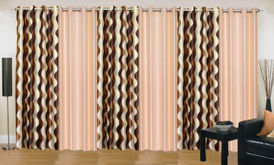 

Stella Creations 275 cm (9 ft) Polyester Long Door Curtain (Pack Of 6)(Printed, Brown, Beige), Beige;brown