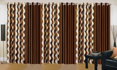 

Ville Style 275 cm (9 ft) Polyester Long Door Curtain (Pack Of 6)(Abstract, Brown)