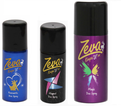 

Zeva Keepz U On Deodorant spray made for beautiful ladies & Gents to gift each other Perfume Body Spray - For Men & Women(250 ml, Pack of 3)