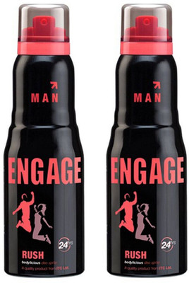 

Engage Rush Deodorant Spray Pack of 2 (150ml each) Deodorant Spray - For Men(300 ml, Pack of 2)