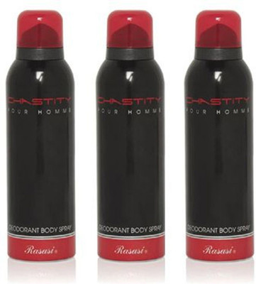 

Rasasi Chastity Chastity Body Spray - For Men(600 ml, Pack of 3)