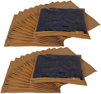 

Addyz Plain 24Pcs Saree Bedsheet Cover Bags Packaging Storage Cloth Clear Plastic Zip(Beige)