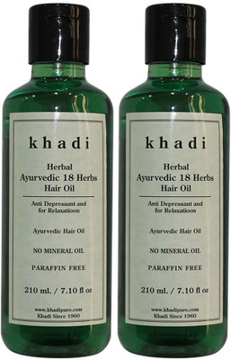 

Khadi Herbal Ayurvedic 18 Herbs Hair Oil Paraffin-Mineral Oil Free Hair Oil(420 ml)