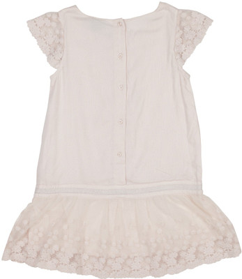 

Cherokee Girl's Mini/Short Casual Dress(White, Cap sleeve, Peach