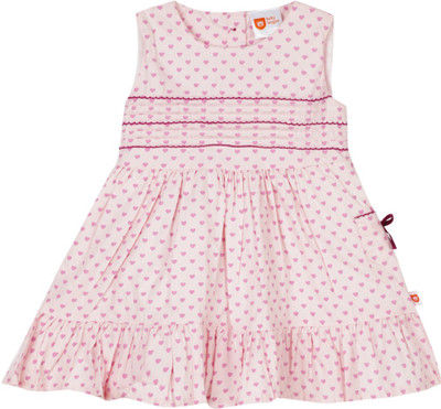 

612 League Girls Midi/Knee Length Casual Dress(Pink, Sleeveless, Light pink