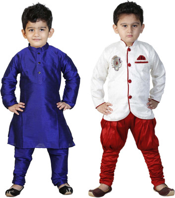 FTC FASHIONS Boys Festive & Party Kurta and Pyjama Set(Blue Pack of 2) Flipkart
