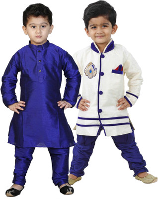 FTC FASHIONS Boys Festive & Party Kurta and Pyjama Set(Blue Pack of 2) Flipkart