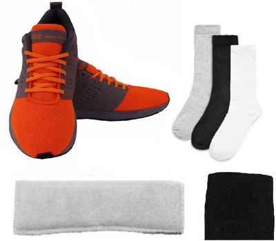 

SEGA Combo of Four, One Pair of 'Extro' Shoes (Size-10), One Wrist Band and One Head Band and Three Pair of Socks (Color on availability)- Home Gym Kit
