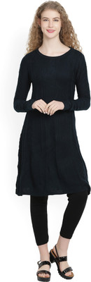 W Women Self Design A-line Kurta(Dark Blue) W Women Self Design A-line Kurta(Dark Blue)