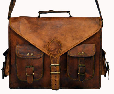 

LiveWithLeather 15 inch Trolley Laptop Messenger Bag(Brown)