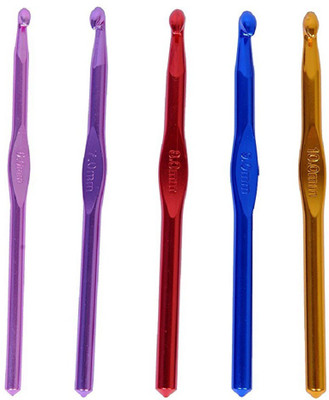 

Vardhman Aluminum Multicolor Crochet Hooks 6 to 10 mm, pack of 5 knitting, MADE IN INDIA pins Hand Sewing Needle(Crochet Needle, Embroidery Needle 6 mm, 7 mm, 8 mm, 9 mm, 10 mm Pack of 5)