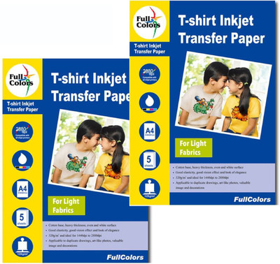 

Full Colors Inkjet Heat Transfer Photo Paper Unruled A4 Transfer Paper(Set of 2, White)