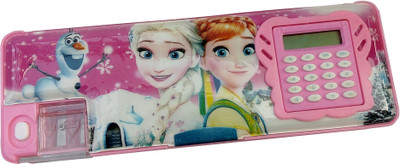 

Ashmaadi Both side openable dual sharpener, With calculator for girls Art Plastic Pencil Box(Set of 1, Multicolor)