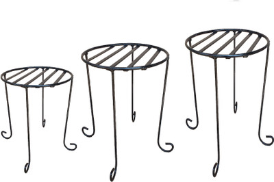 

Minerva Naturals METAL STAND/ POT STAND BLACK (SET OF 3) Plant Container Set(Pack of 3, Metal)