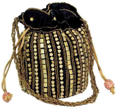 

Genpurs Stylish Party Wear Black Silk Potli Potli(Black)