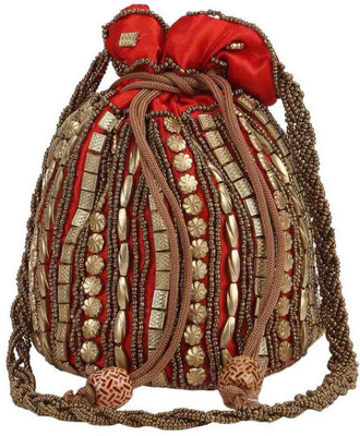 

GENPURS Parth Collection Stylish Red Silk Potli Potli(Red)