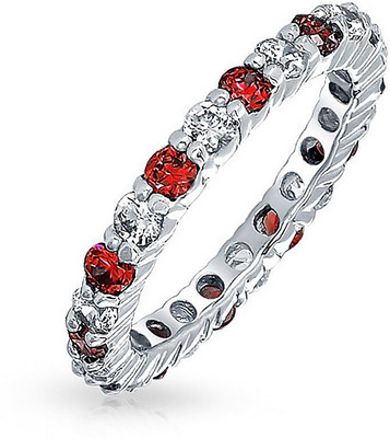 

Bling Jewelry Sterling Silver Cubic Zirconia Rhodium Plated Ring, Red