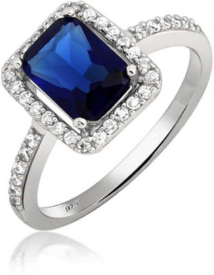 

Bling Jewelry Sterling Silver Cubic Zirconia Rhodium Plated Ring, Blue