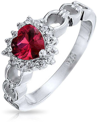 

Bling Jewelry Sterling Silver Cubic Zirconia Sterling Silver Plated Ring, Red