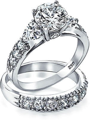 

Bling Jewelry Sterling Silver Cubic Zirconia Rhodium Plated Ring Set