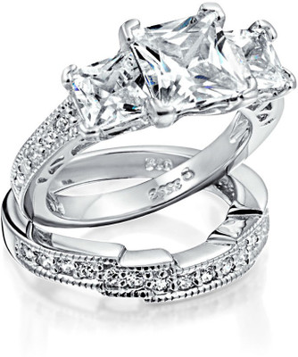 

Bling Jewelry Sterling Silver Cubic Zirconia Sterling Silver Plated Ring Set
