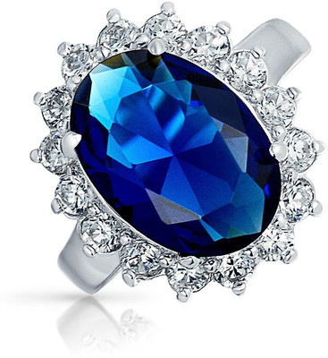 

Bling Jewelry Sterling Silver Cubic Zirconia Rhodium Plated Ring, Blue