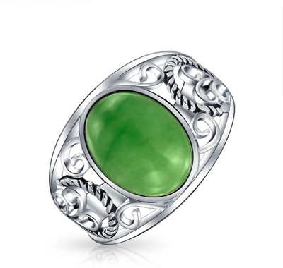 

Bling Jewelry Sterling Silver Jade Sterling Silver Plated Ring, Green