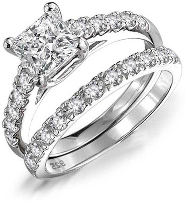 

Bling Jewelry Sterling Silver Cubic Zirconia Rhodium Plated Ring Set