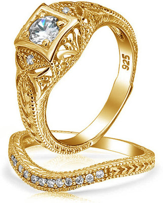 

Bling Jewelry Sterling Silver Cubic Zirconia Rhodium Plated Ring Set, Yellow