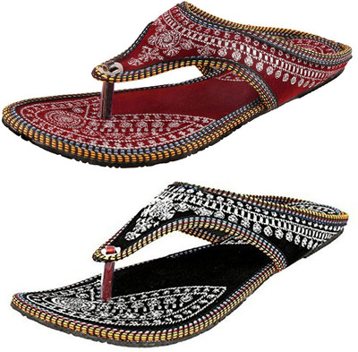 

sdshopping Women Maroon::Black Flats
