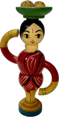 

Crafts India Handcrafted Wooden Fish Selling Lady Decorative Showpiece - 15 cm(Wooden, Multicolor)