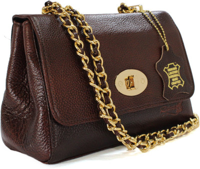 

REINE Women Evening/Party Brown Genuine Leather Sling Bag